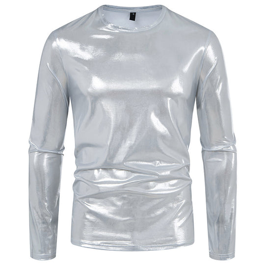 Herren stylisches Langarmshirt aus glänzendem Material Heidi-Mode