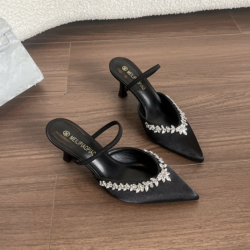 Damen Sling-Pumps mit funkelndem Strassbesatz und eleganter Form Heidi-Mode