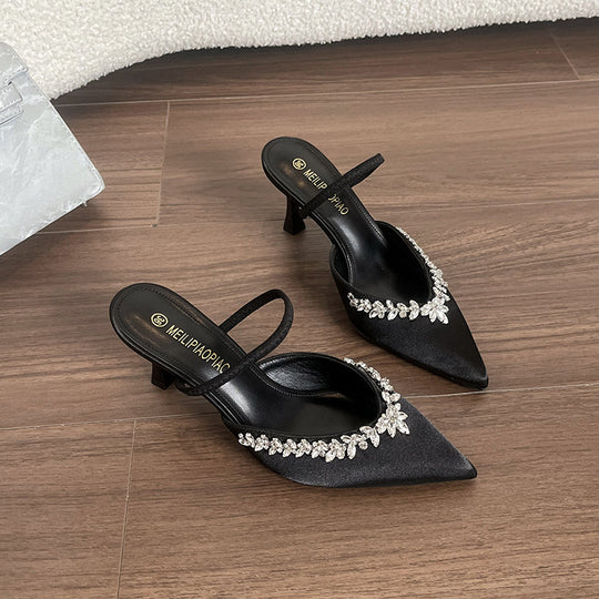Damen Sling-Pumps mit funkelndem Strassbesatz und eleganter Form Heidi-Mode