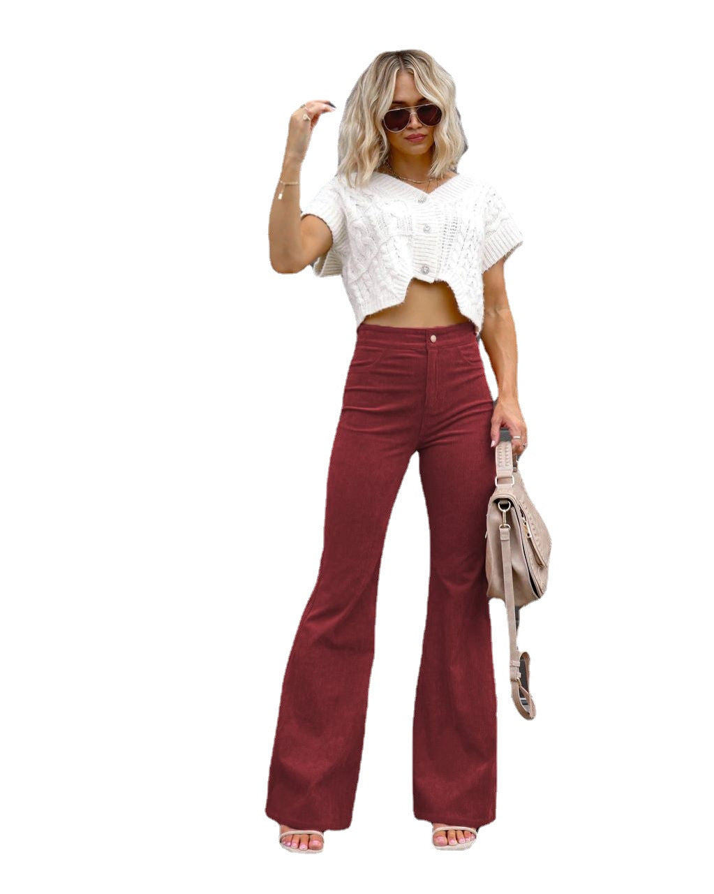 Damen Flared Jeans mit hohem Bund und figurformendem Schnitt Heidi-Mode