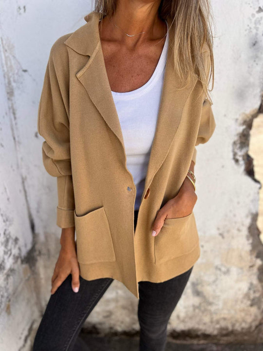 Damen Lässiger Oversize-Blazer mit praktischen Taschen und Knopfverschluss Heidi-Mode