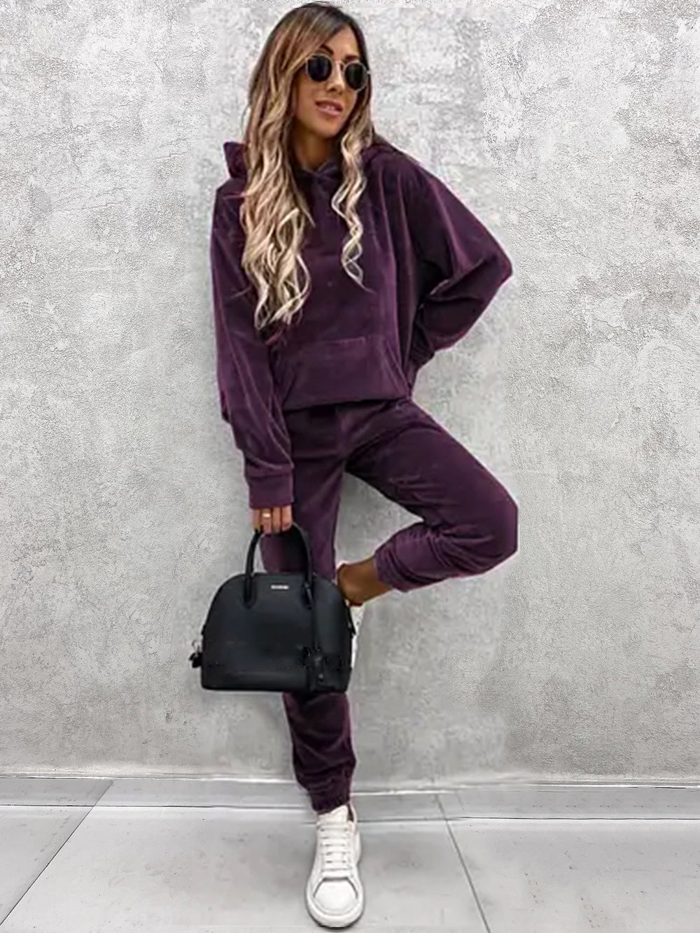 Damen kuscheliges Fleece-Set mit oversized Hoodie und bequemen Jogginghosen Heidi-Mode