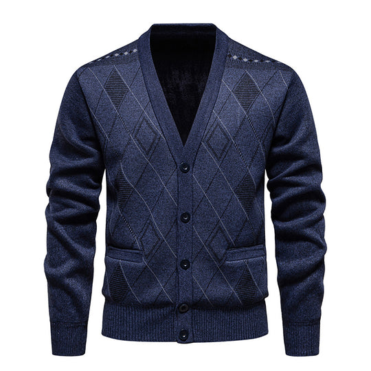 Herren stilvolle Strickjacke mit Rautenmuster Heidi-Mode