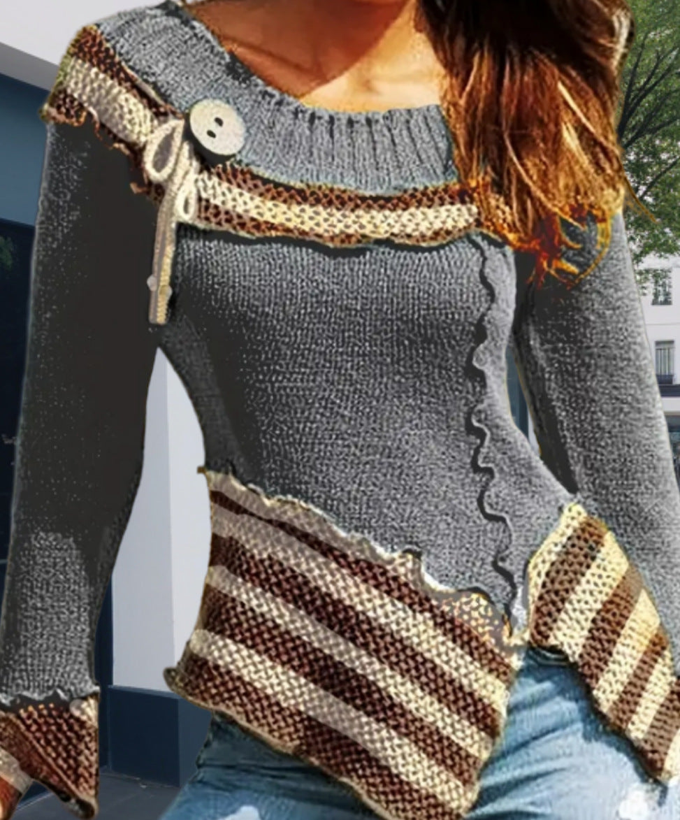 Damen Strickpullover mit kunstvollem Design und eleganten Details Heidi-Mode