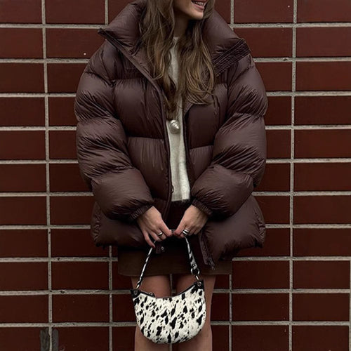 Damen Steppjacke im oversized Schnitt mit hohem Kragen und Taschen Heidi-Mode