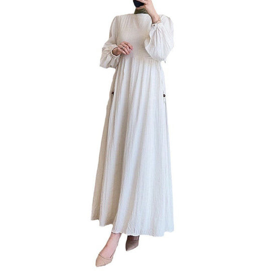 Damen Maxikleid mit strukturiertem Design und Puffärmeln Heidi-Mode