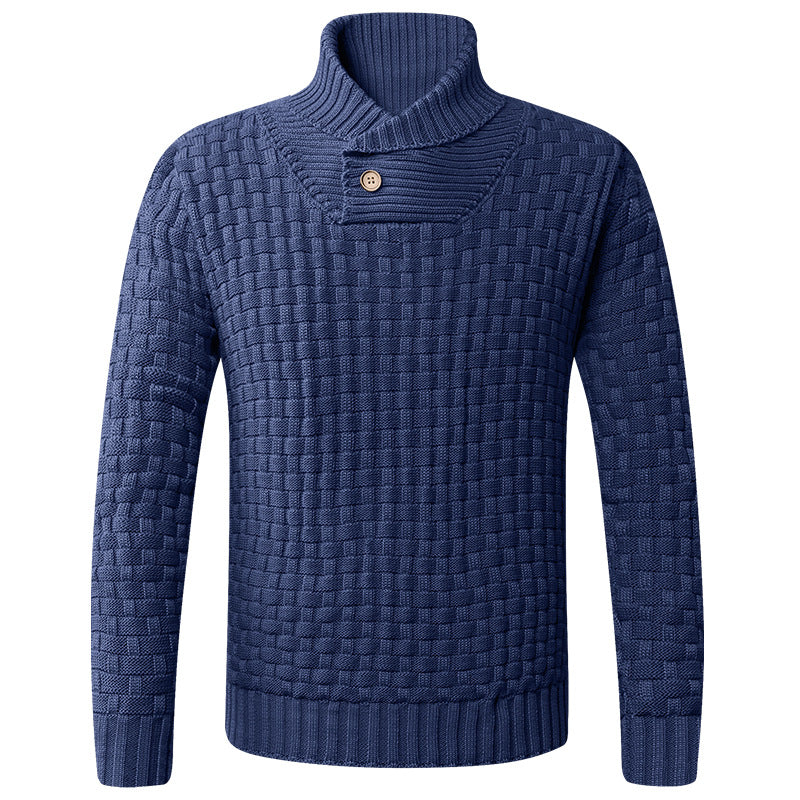 Herren Strickpullover mit modernem Zopfmuster und Stehkragen Heidi-Mode