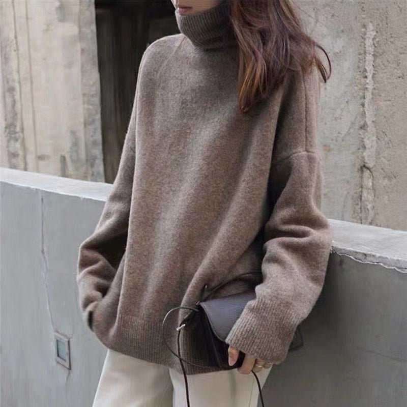 Damen bequemer Rollkragenpullover aus hochwertigem Wollmix Heidi-Mode