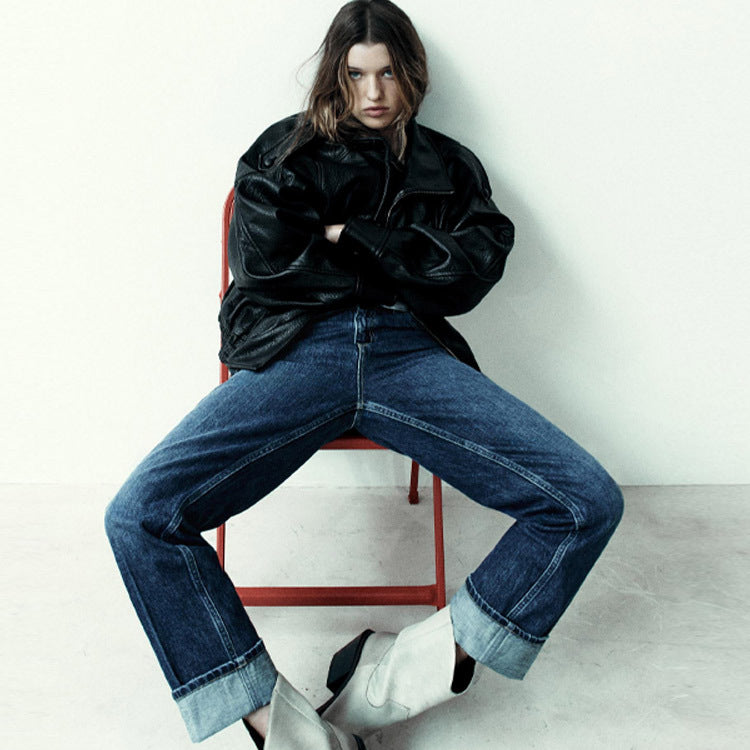 Damen elegante und voluminöse jacke mit Stehkragen Heidi-Mode