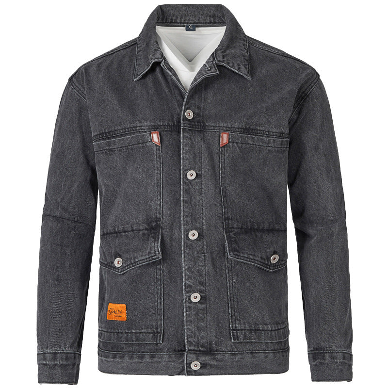 Herren Jeansjacke im modernen Slim-Fit Design mit praktischen Taschen und robusten Nieten Heidi-Mode
