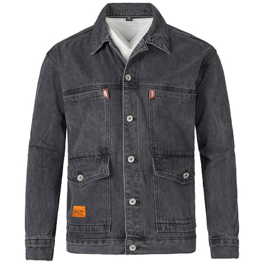 Herren Jeansjacke im modernen Slim-Fit Design mit praktischen Taschen und robusten Nieten Heidi-Mode