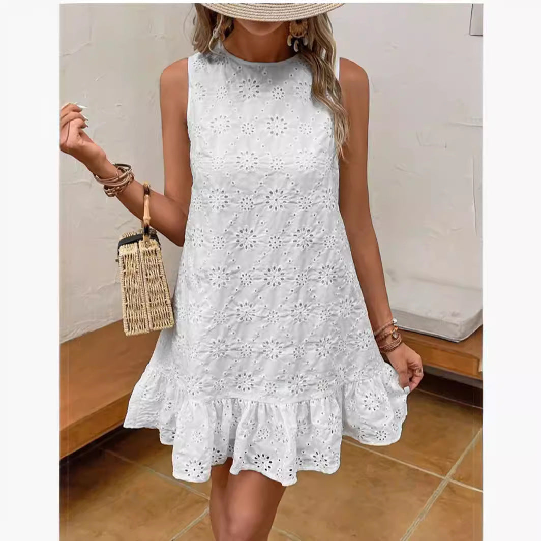 Damen Sommerkleid mit Spitzendetails und Volants Heidi-Mode