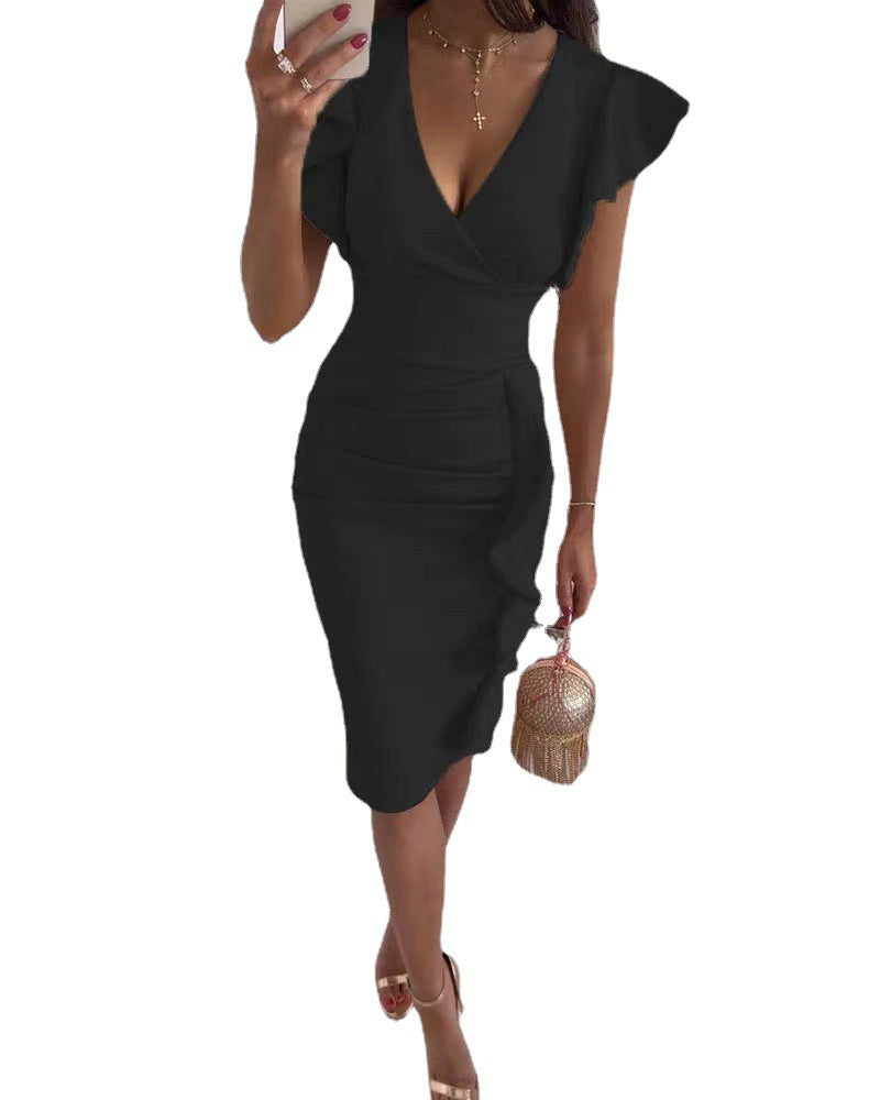 Damen Wickelkleid mit Rüschendetails Heidi-Mode