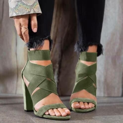 Damen Sandalen mit eleganten Riemen und Blockabsatz Heidi-Mode