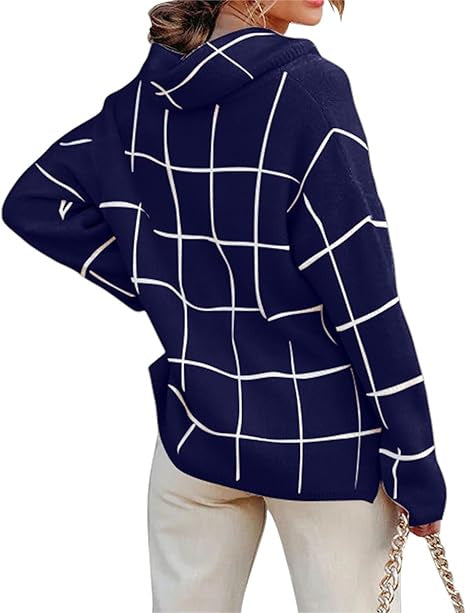Damen Kariertes Hoodie mit Taschen und lässigem Schnitt Heidi-Mode
