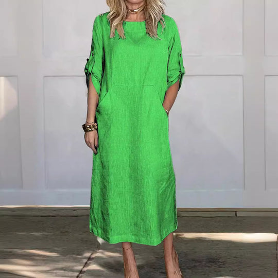 Damen Freizeit Maxi Kleid mit Taschen Heidi-Mode