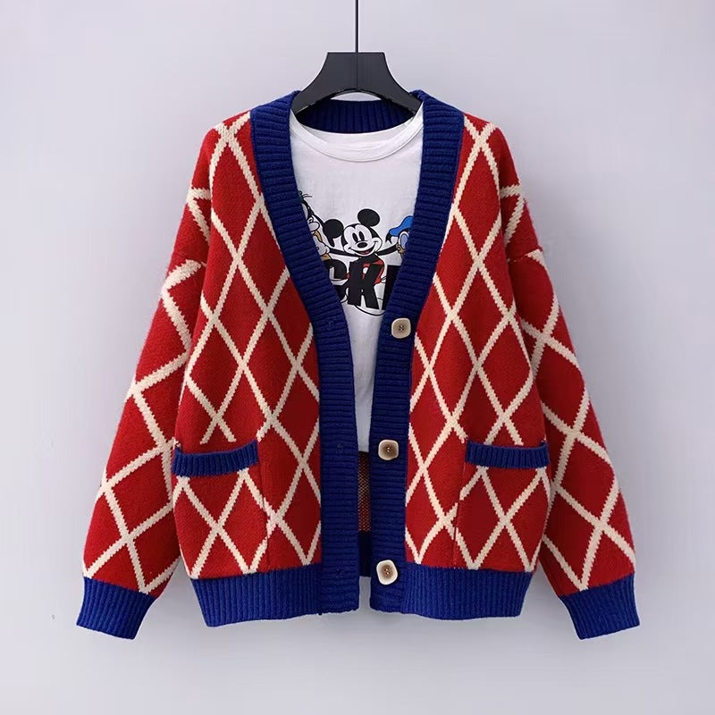 Damen Grobstrickcardigan mit Karomuster Heidi-Mode
