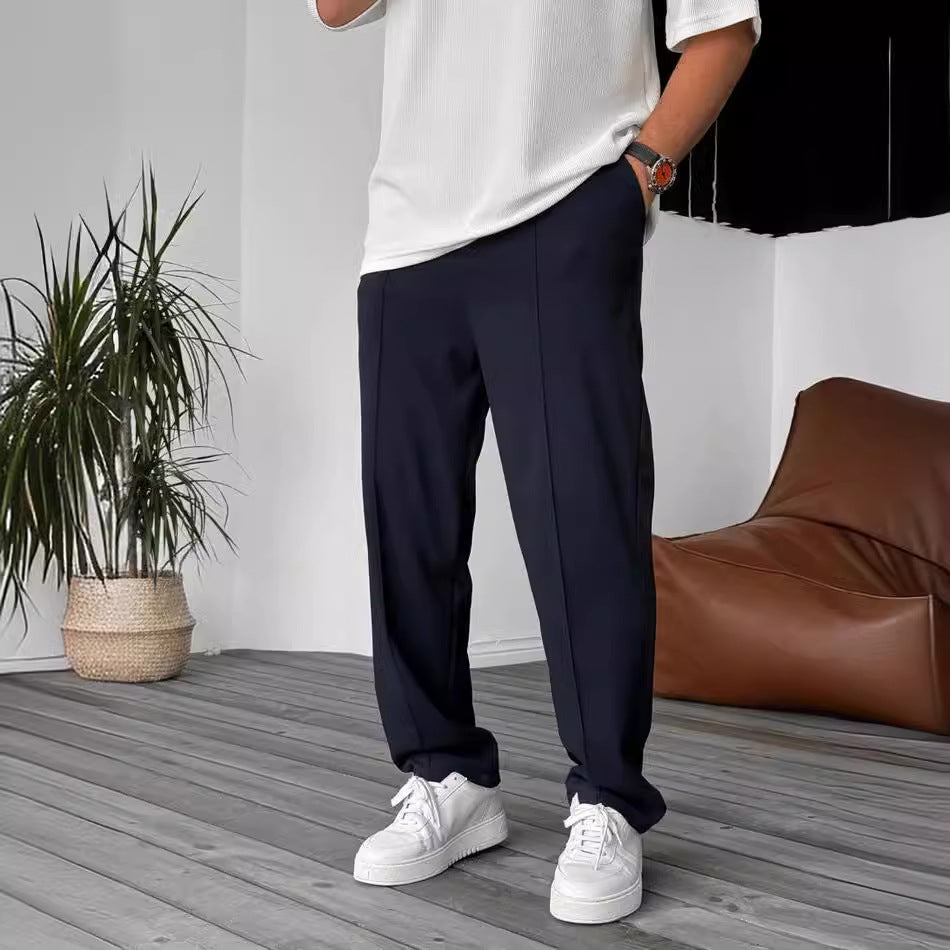 Herren elegante und bequeme Chinohose mit Falten Heidi-Mode