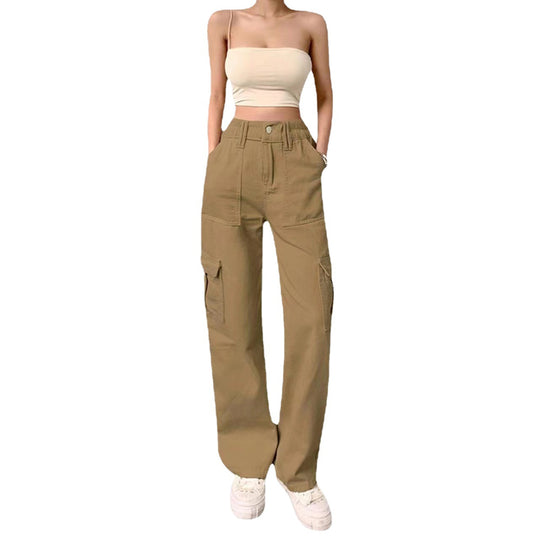 Damen Cargo-Hose mit praktischen Seitentaschen und weitem Schnitt Heidi-Mode