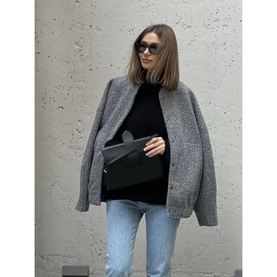 Damen coole Oversize-Jacke aus weichem Wollmix Heidi-Mode