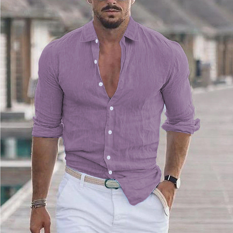 Herren Premium Leinenhemd mit modernem Slim-Fit Schnitt und hautfreundlicher Textur Heidi-Mode