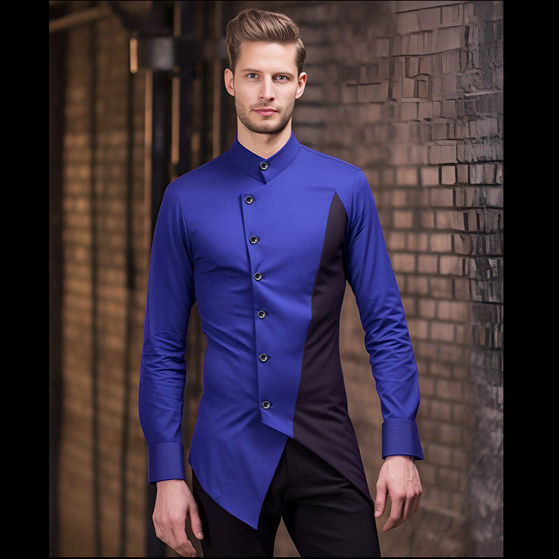 Herren Modern Asymmetrisches Button-Up Hemd Heidi-Mode