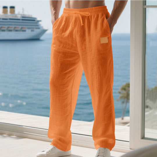 Herren Bequeme und luftige Sommerhose aus leichtem Leinenmaterial Heidi-Mode