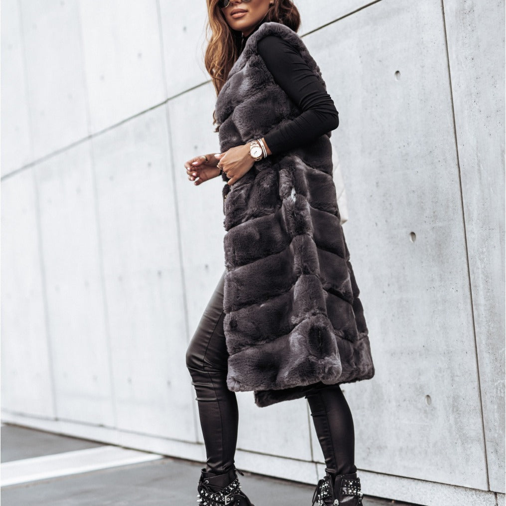 Damen Fleece-Weste mit trendigem Kragen und weichem Innenfutter Heidi-Mode