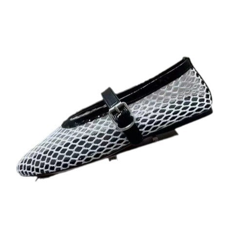 Femme Elegante Mesh Ballerina Flats mit dekorativem Riemen Heidi-Mode