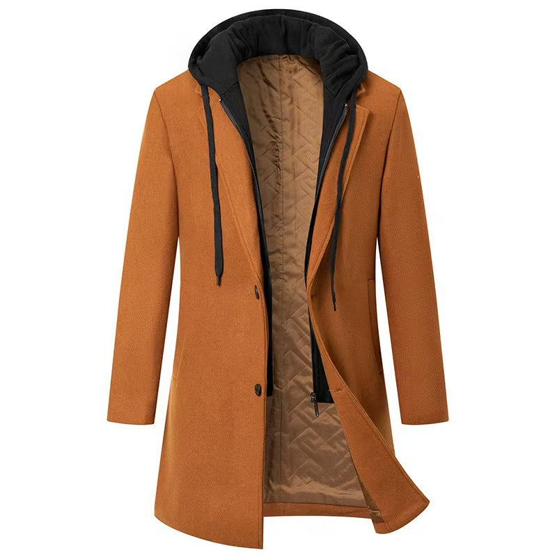 Damen modische Longjacke mit abnehmbarer Kapuze und trendigem Innenfutter Heidi-Mode