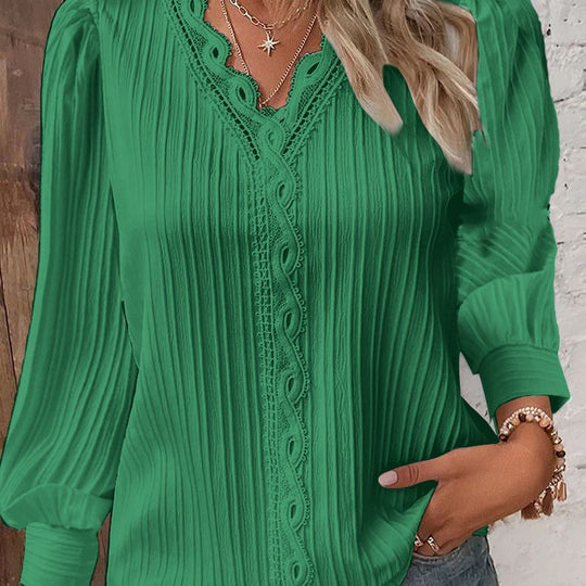 Damen Elegante Bluse mit strukturiertem Muster und Rüschen Heidi-Mode