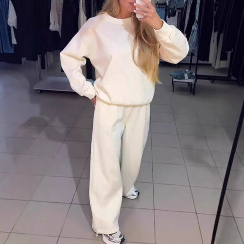 Damen Sportliches Lounge-Set mit gepunktetem Muster und elastischem Bund Heidi-Mode
