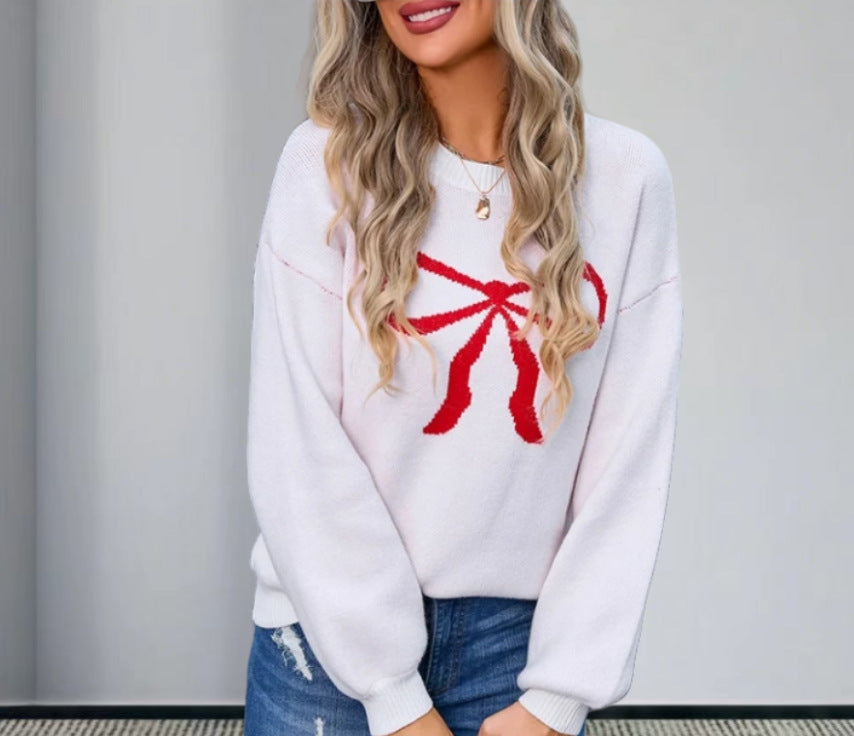 Damen Strickpullover mit charmantem Schleifenmotiv und modischen Details Heidi-Mode