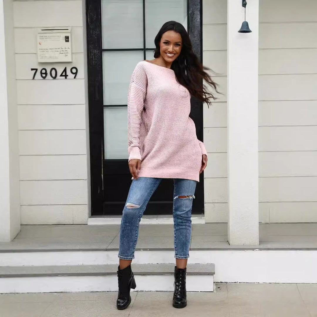 Damen Oversized Strickpullover mit Struktur und weitem Schnitt Heidi-Mode