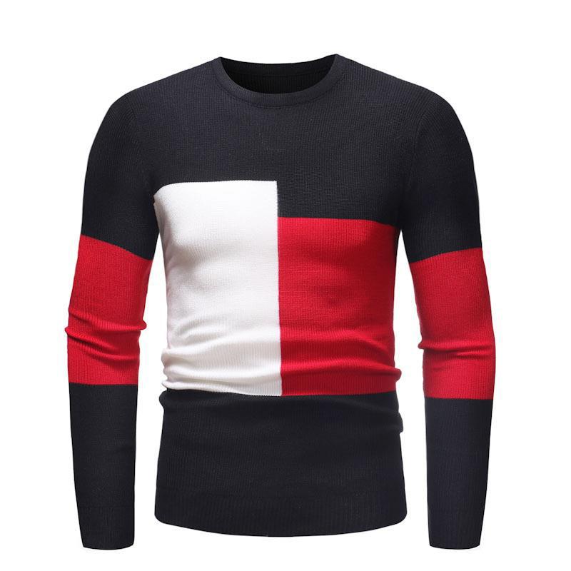 Herren Designer Pullover mit modernem Blockmuster Heidi-Mode