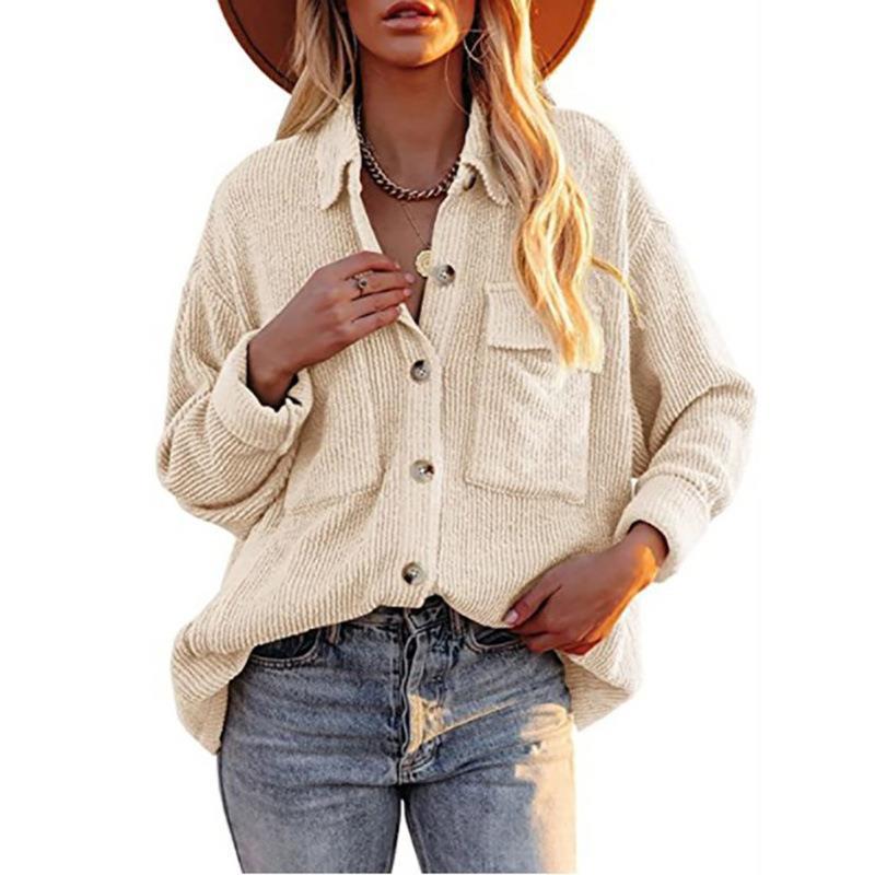 Damen Oversized Hemdbluse mit strukturiertem Design und Knopfdetails Heidi-Mode
