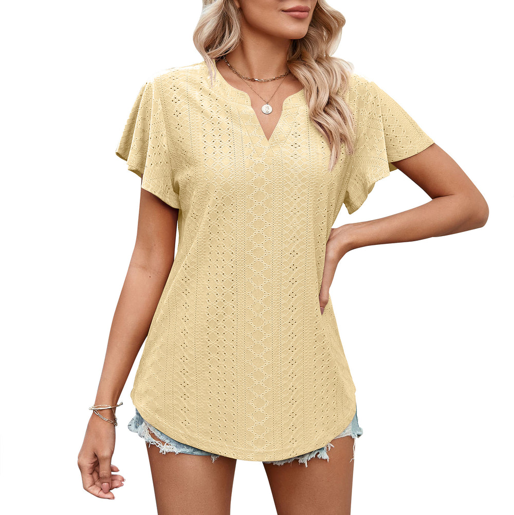 Damen Luftiges Blusenshirt mit effektvollem Lochmuster Heidi-Mode