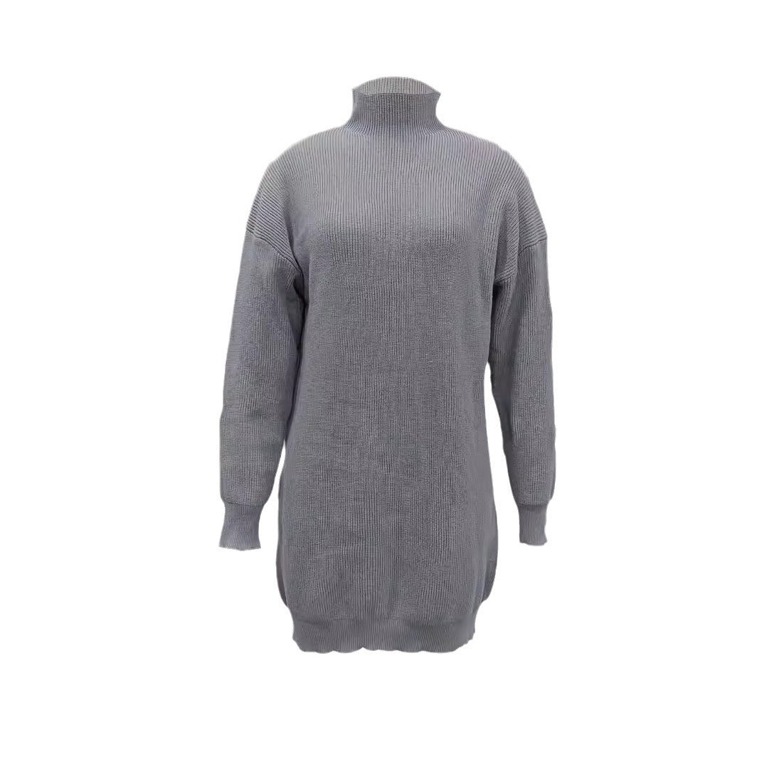 Damen Modisches Strickkleid mit hohem Kragen und oversize Schnitt Heidi-Mode