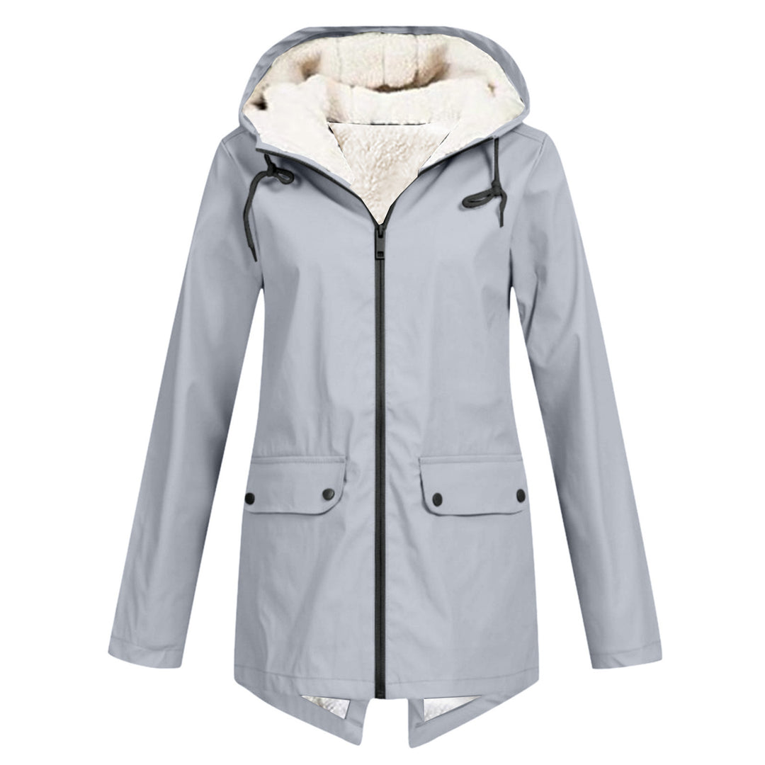 Damen Wasserabweisende Übergangsjacke mit warmem Fleece-Futter und verstellbarem Kapuzenkragen Heidi-Mode