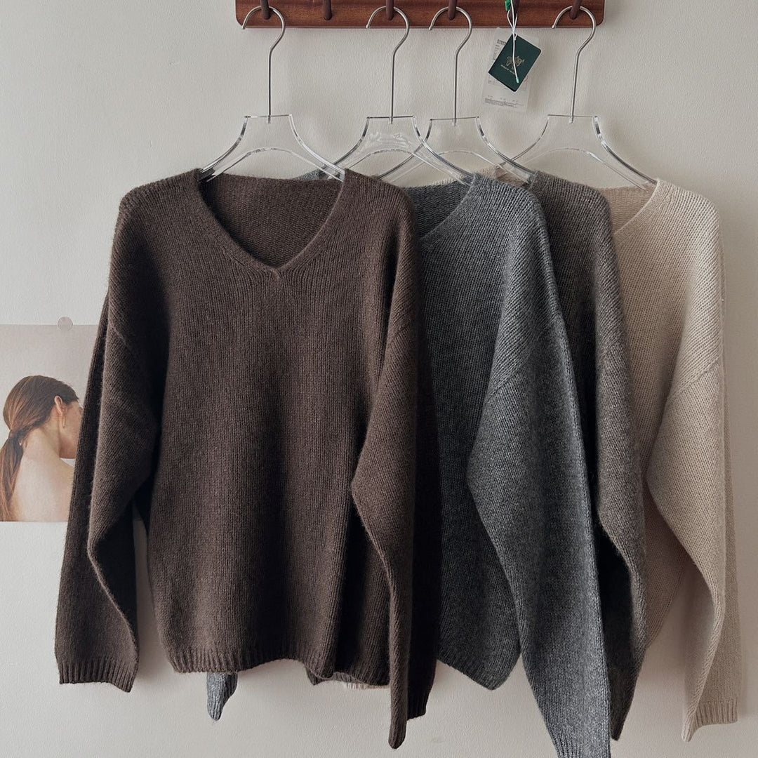 Femme Luxuriöser V-Ausschnitt Kaschmirpullover Heidi-Mode