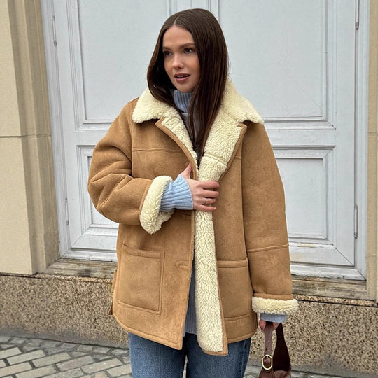 Damen Oversized Kunstfelljacke im lässigen Schnitt Heidi-Mode