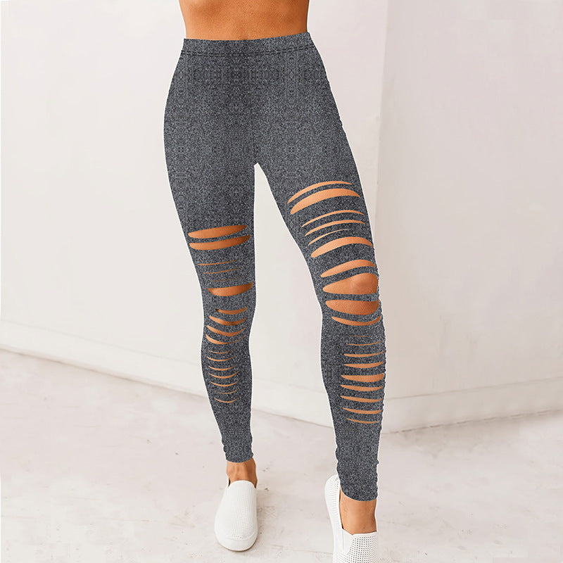 Damen Sportliche Leggings mit modischem Riss-Design Heidi-Mode