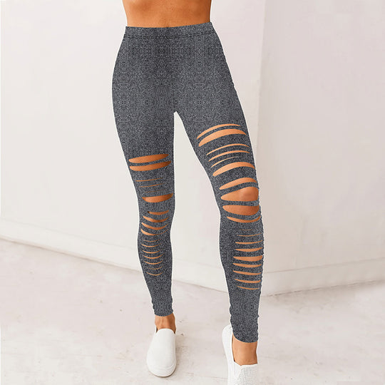 Damen Sportliche Leggings mit modischem Riss-Design Heidi-Mode