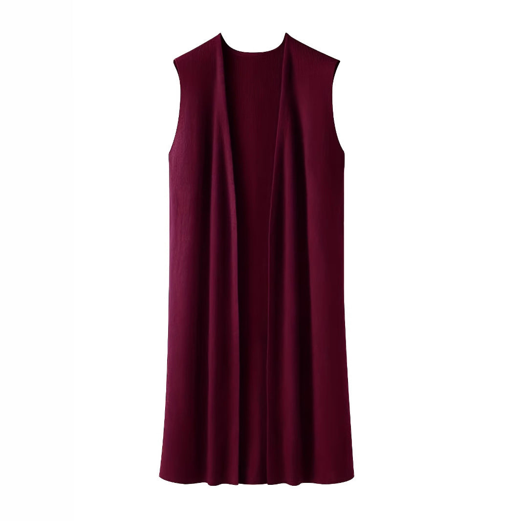 Damen longitudinaler Strickmantel mit Seitenschlitzen Heidi-Mode