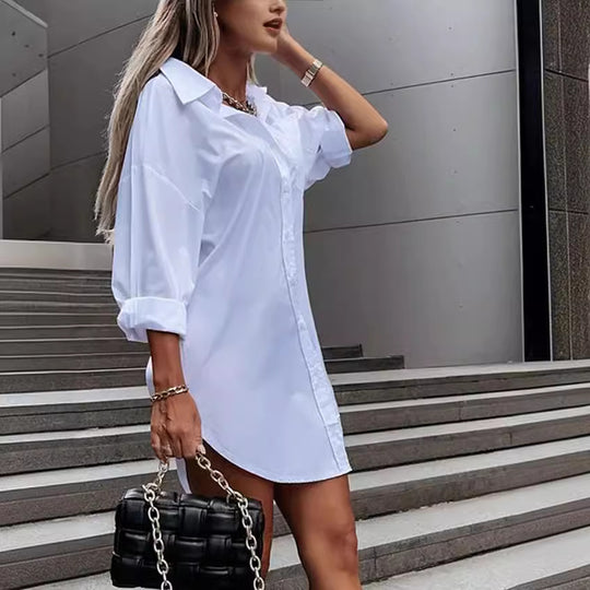 Damen chemisierter Oversized-Hemdblusenkleid Heidi-Mode