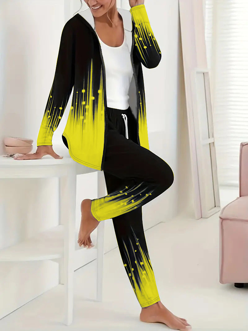 Damen Sportliches Lounge-Set mit modernem Farbverlauf und praktischer Kapuze Heidi-Mode