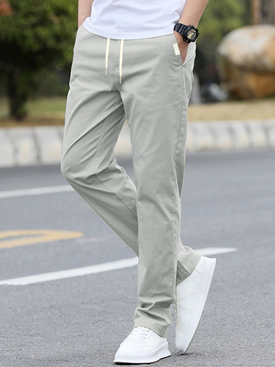 Herren Sportliche Freizeithosen mit elastischem Bund und modernen Seitentaschen Heidi-Mode