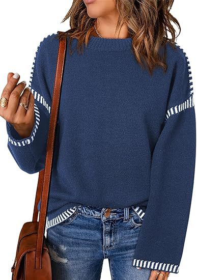 Damen Pullover mit modischen Streifen Heidi-Mode