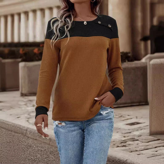 Damen Pullover mit strukturiertem Design und Button-Details Heidi-Mode