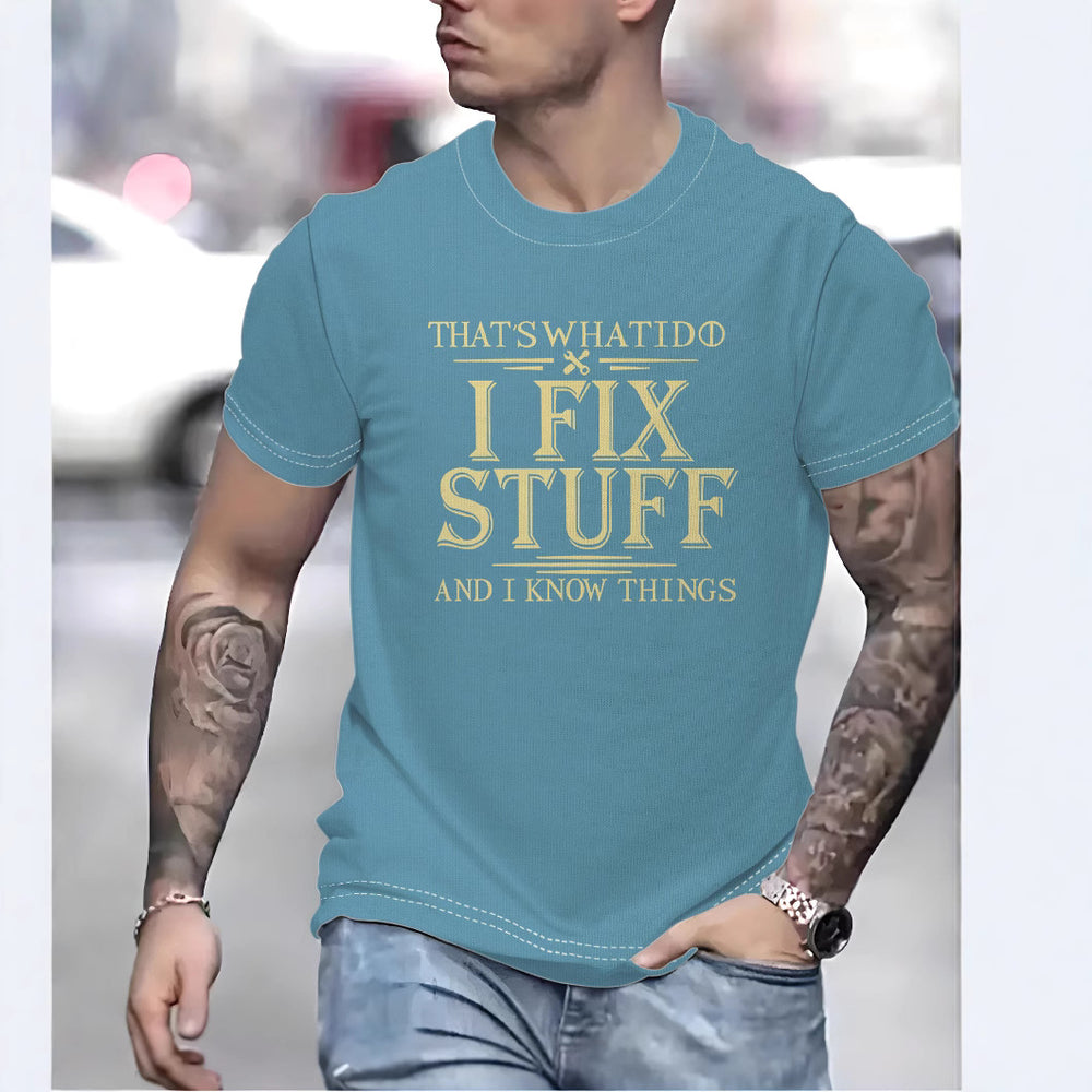 Herren T-Shirt mit humorvollem Aufdruck und hochwertiger Baumwollmischung Heidi-Mode